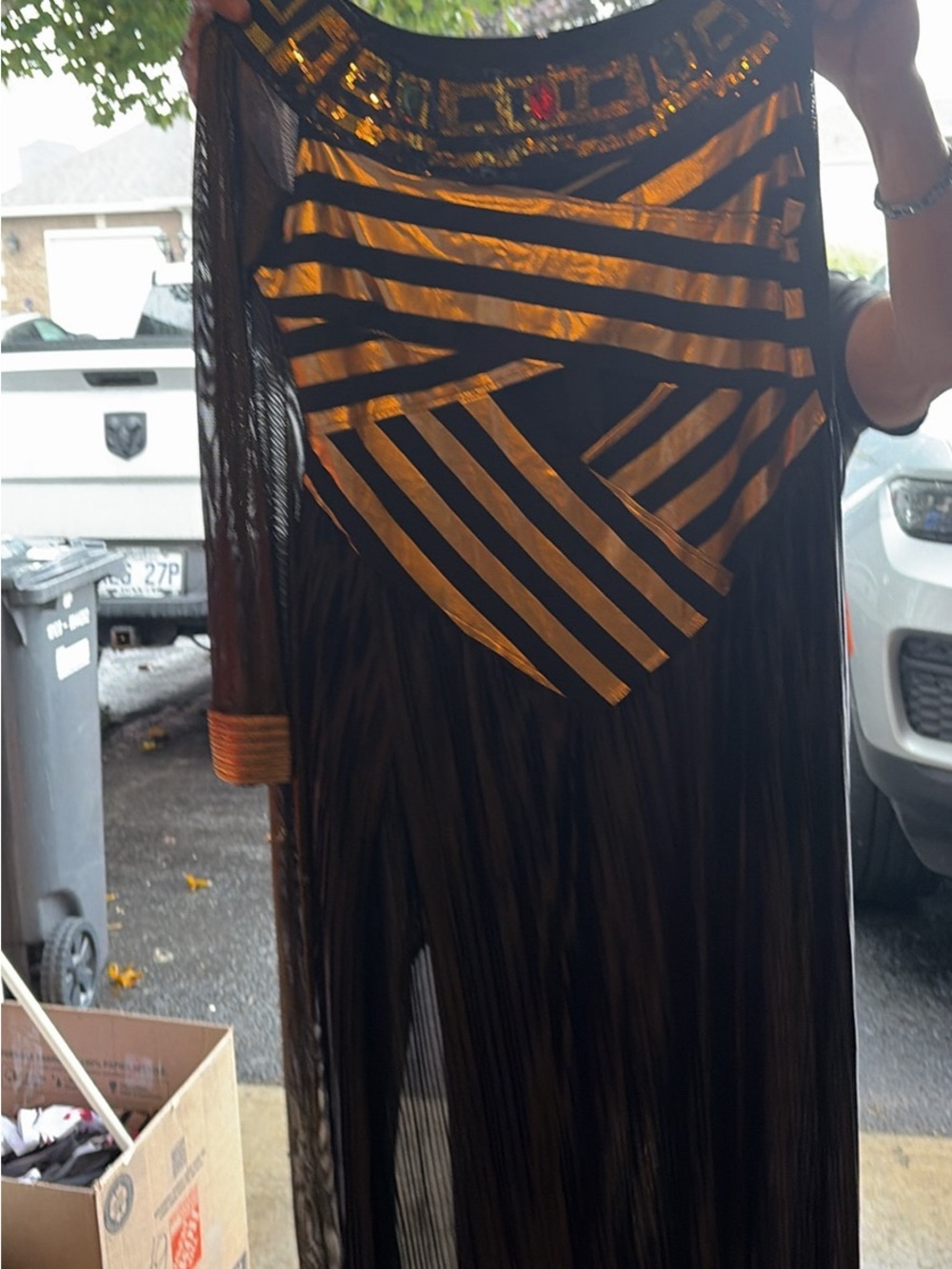 Black and Gold Evening Fringe Dress - Women cleopatra style - Halloween 🎃